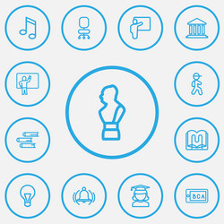 set of 13 editable teach outline icons includes vector image