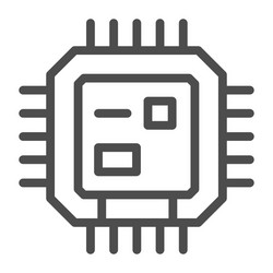 central processing unit line icon robotization vector image