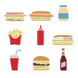 Fast food doodle set Royalty Free Vector Image