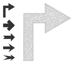 Polygonal net turn right icon with simple vector