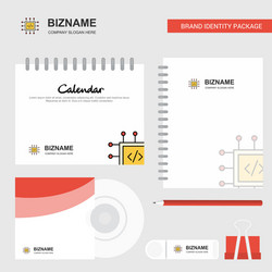 Tech Stationary Package - Circuit & Processor vector image