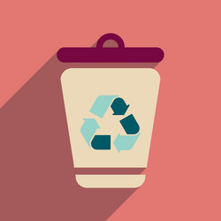 Flat web icon with long shadow trash box vector