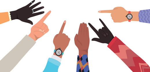 Hands with number one and rock sign different vector