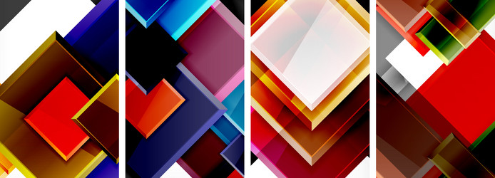 color glass glossy square composition poster set