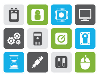 Flat computer and mobile phone elements icons vector