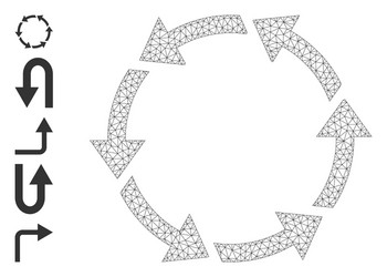 polygonal network rotate ccw icon with simple vector image