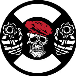 Skull with Guns - Dark Art Vector Image