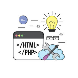 web code and data center program vector image