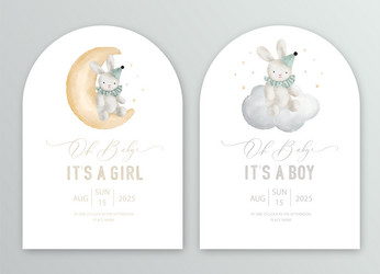 Cute baby shower watercolor invitation card vector