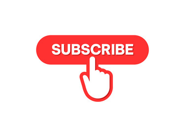 subscribe red button with hand cursor vector image