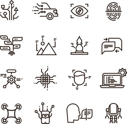 Artificial Intelligence Neural Network Icons vector image