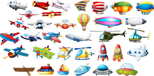 Colorful Airplane and Balloons Vector Image