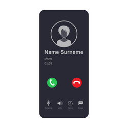 Template for the incoming call screen with icons vector