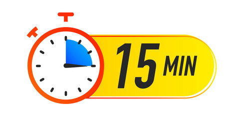 Timer icon 15 minutes colorful style vector
