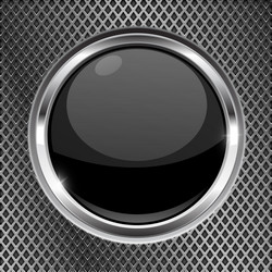 black button with chrome frame on metal background vector