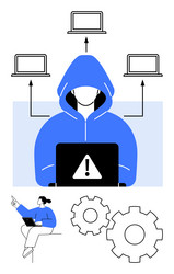 cybersecurity threat with hacker vector image