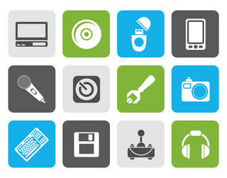 Flat computer and mobile phone elements icons vector