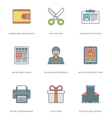 flat line simple icons set thin linear stroke vector