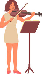 Violin girl flat composition vector