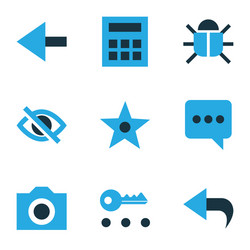 Interface icons colored set with bug camera vector