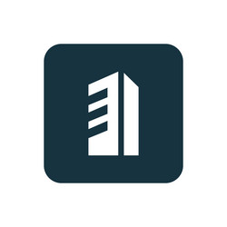Modern Building Icon - Square Buttons vector image