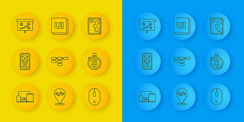 Set line monitor mobile tablet ui ux design vector