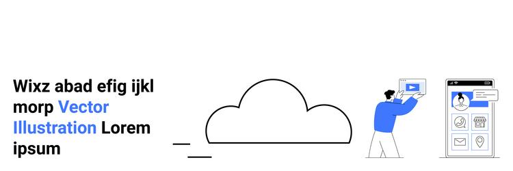 cloud data upload with user profile interface vector image