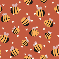 seamless pattern with bees on color background vector image