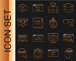 set line front end development ui or ux design vector image