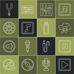 set line play in square pause button music vector image