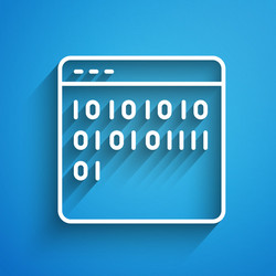 white line binary code icon isolated on blue vector image