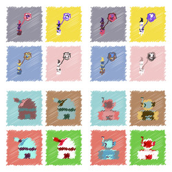 Collection of icons and cosmos technology vector
