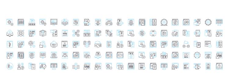 programmer line icons set developer coder vector