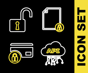 set line document and lock cloud api interface vector image