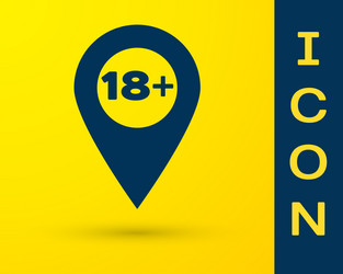 blue map pointer with 18 plus icon isolated vector image