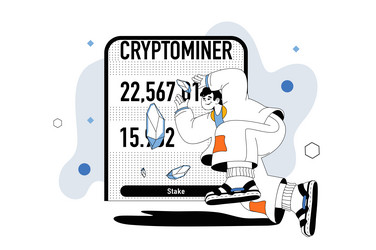 crypto mining outline web modern concept in flat vector image