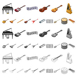 Musical instrument cartoon icons in set collection vector