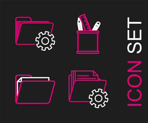 set line folder settings with gears document vector image