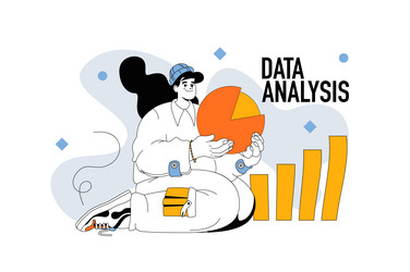data analysis outline web modern concept in flat vector image