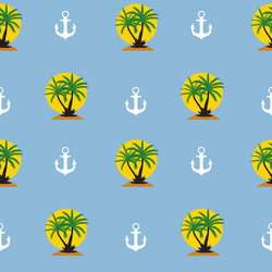 Seamless pattern with anchor and coconut palm tree vector