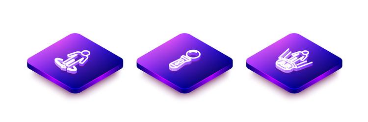 set isometric line 3d modeling vr controller game vector image