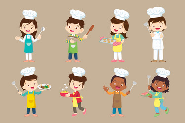 cute little chef character set 009 vector