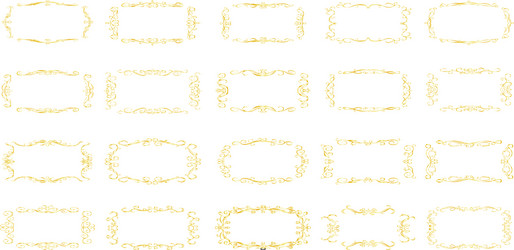 gold horizontal rectangular antique pattern frame vector