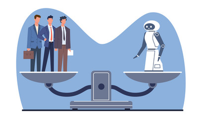 robot on scale equal to three business vector image