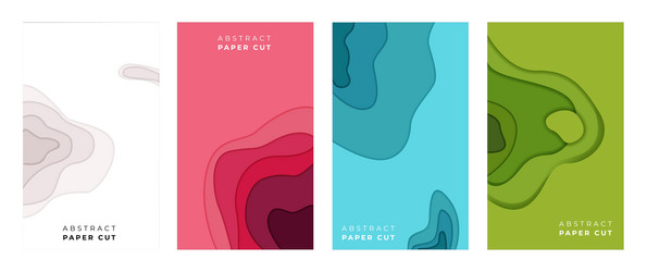 set of papercut design background with overlap vector image