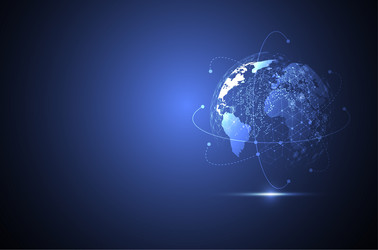 Global network connection world map point vector