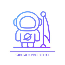 man on moon pixel perfect gradient linear icon vector image