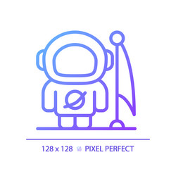 Man on moon pixel perfect gradient linear icon vector