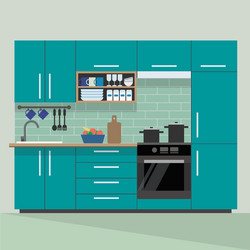 modern kitchen interior in flat style vector