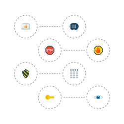 Set of security icons flat style symbols with stop vector